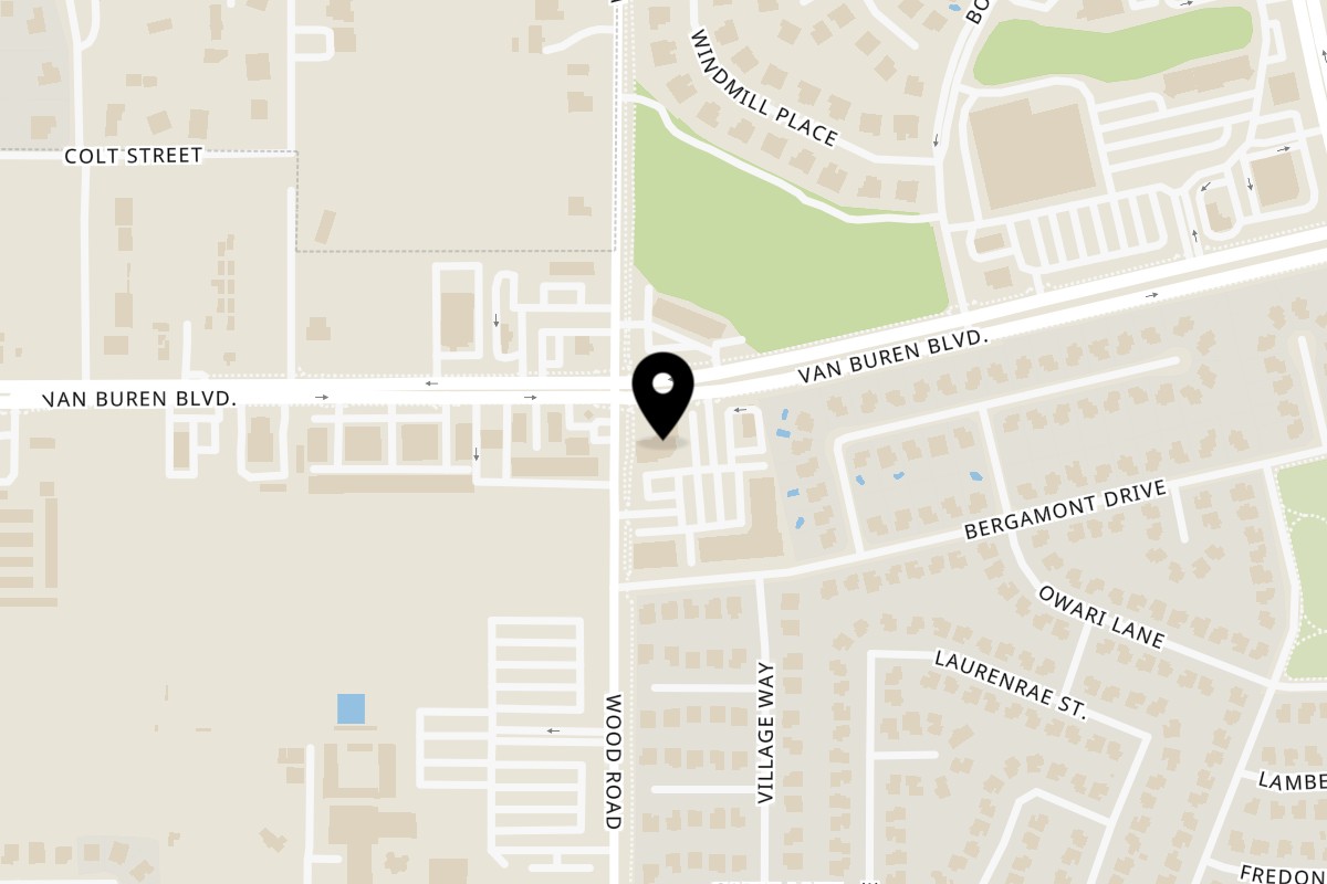 Map showing the location of Tio's Mexican Cocina on 19009 Van Buren Boulevard in Riverside